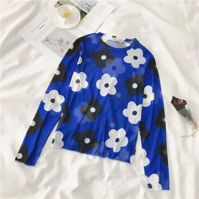 Long Sleeve Kawaii Print Top