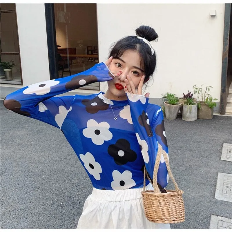 Long Sleeve Kawaii Print Top