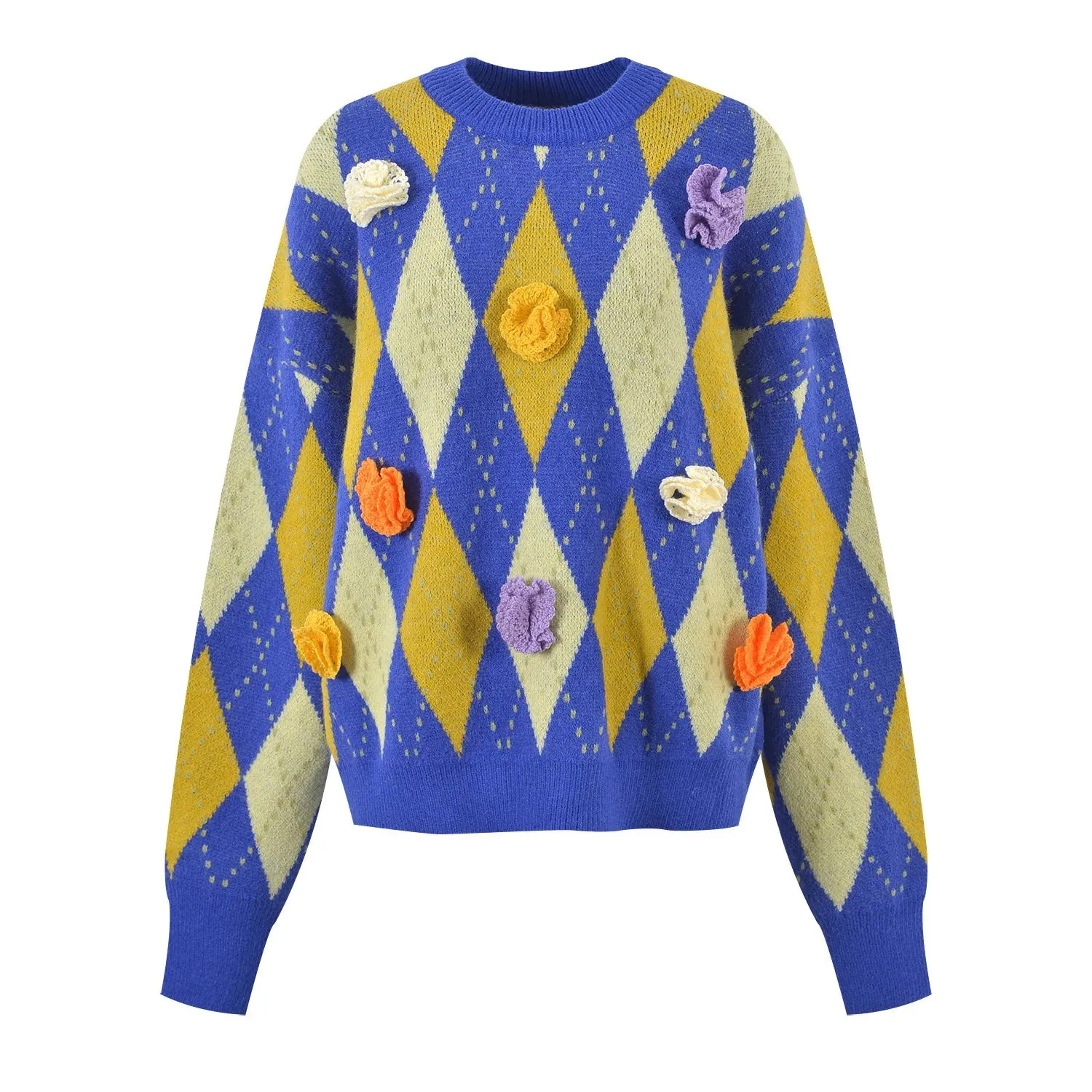 Luxury Brand Designer Jacquard Round Neck Pullover Winter Thickening Loose Retro Fashion Casual College Style Sweater C-252