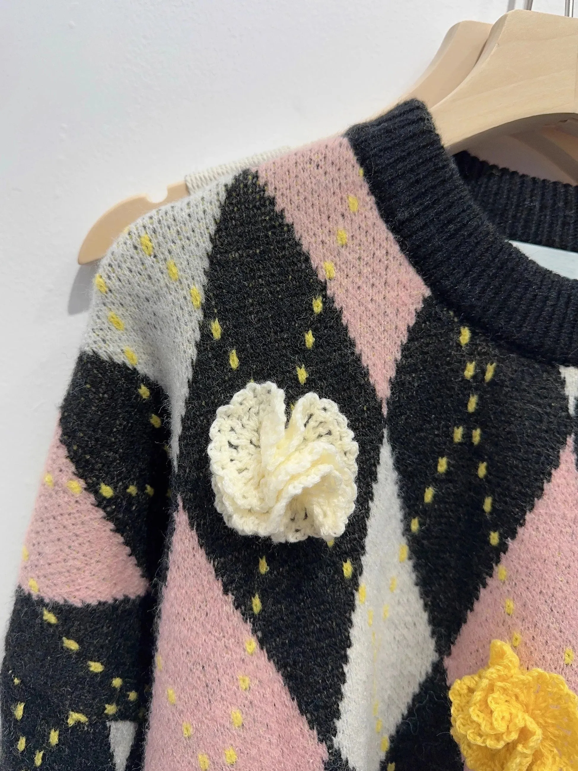 Luxury Brand Designer Jacquard Round Neck Pullover Winter Thickening Loose Retro Fashion Casual College Style Sweater C-252