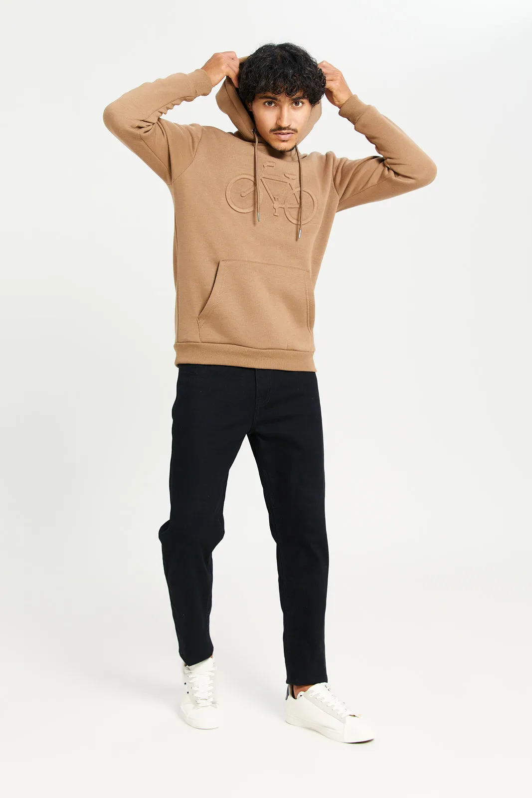 Men Brown Hooded Sweatshirt