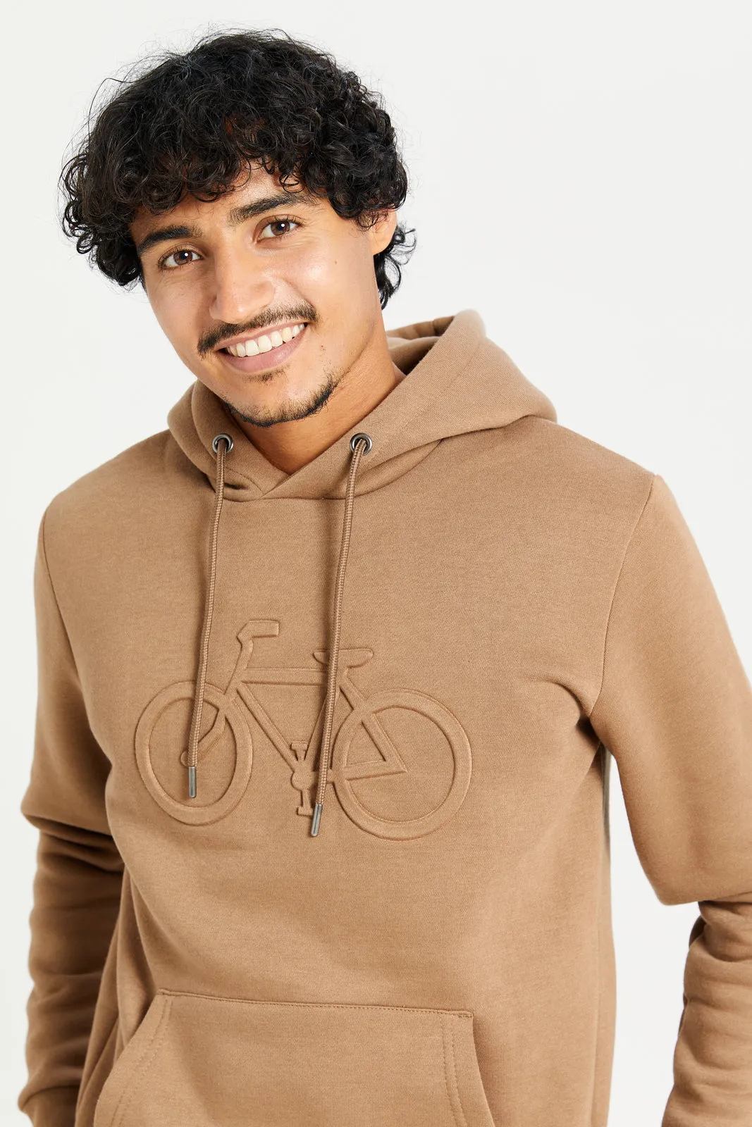 Men Brown Hooded Sweatshirt