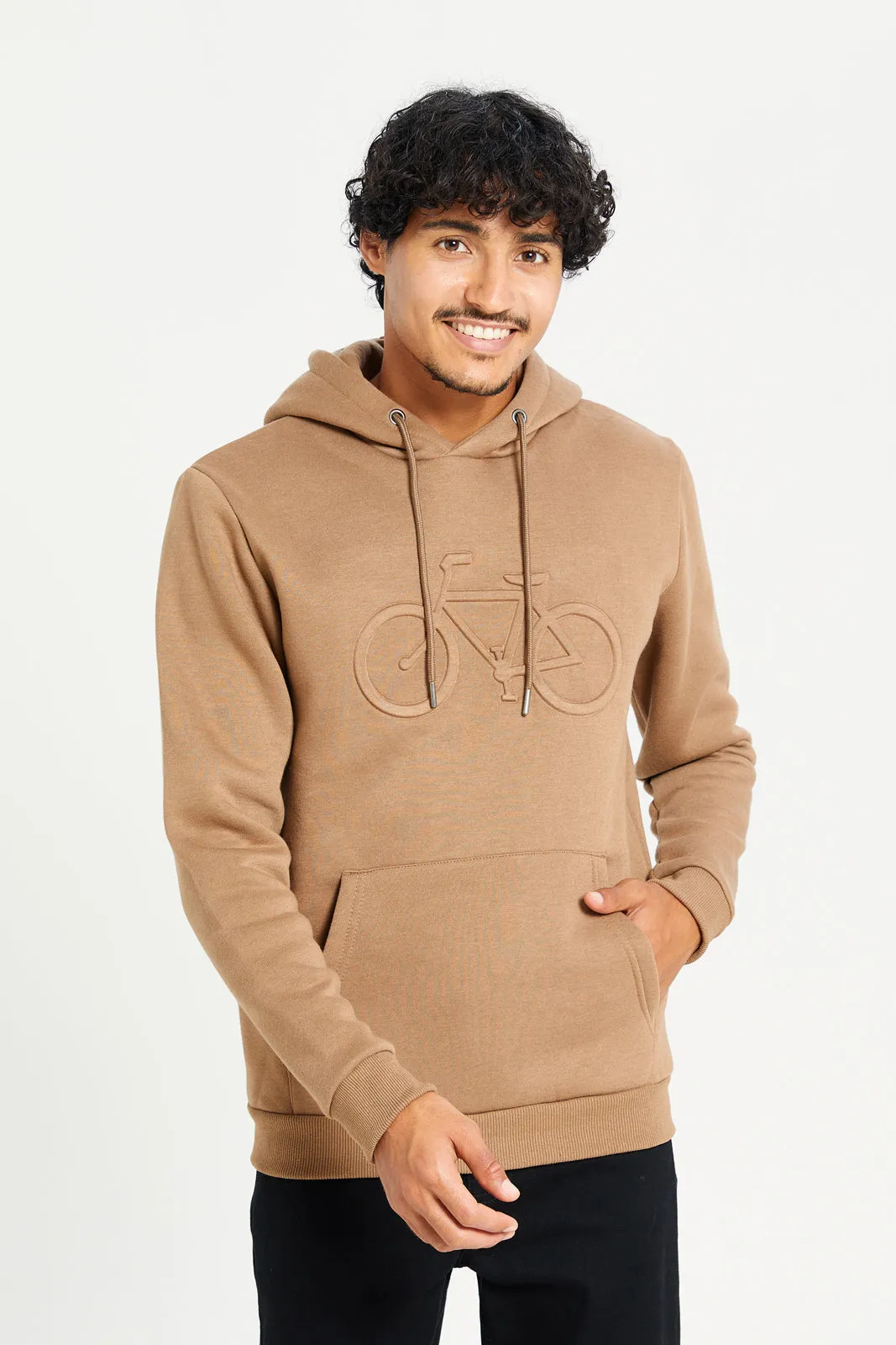 Men Brown Hooded Sweatshirt