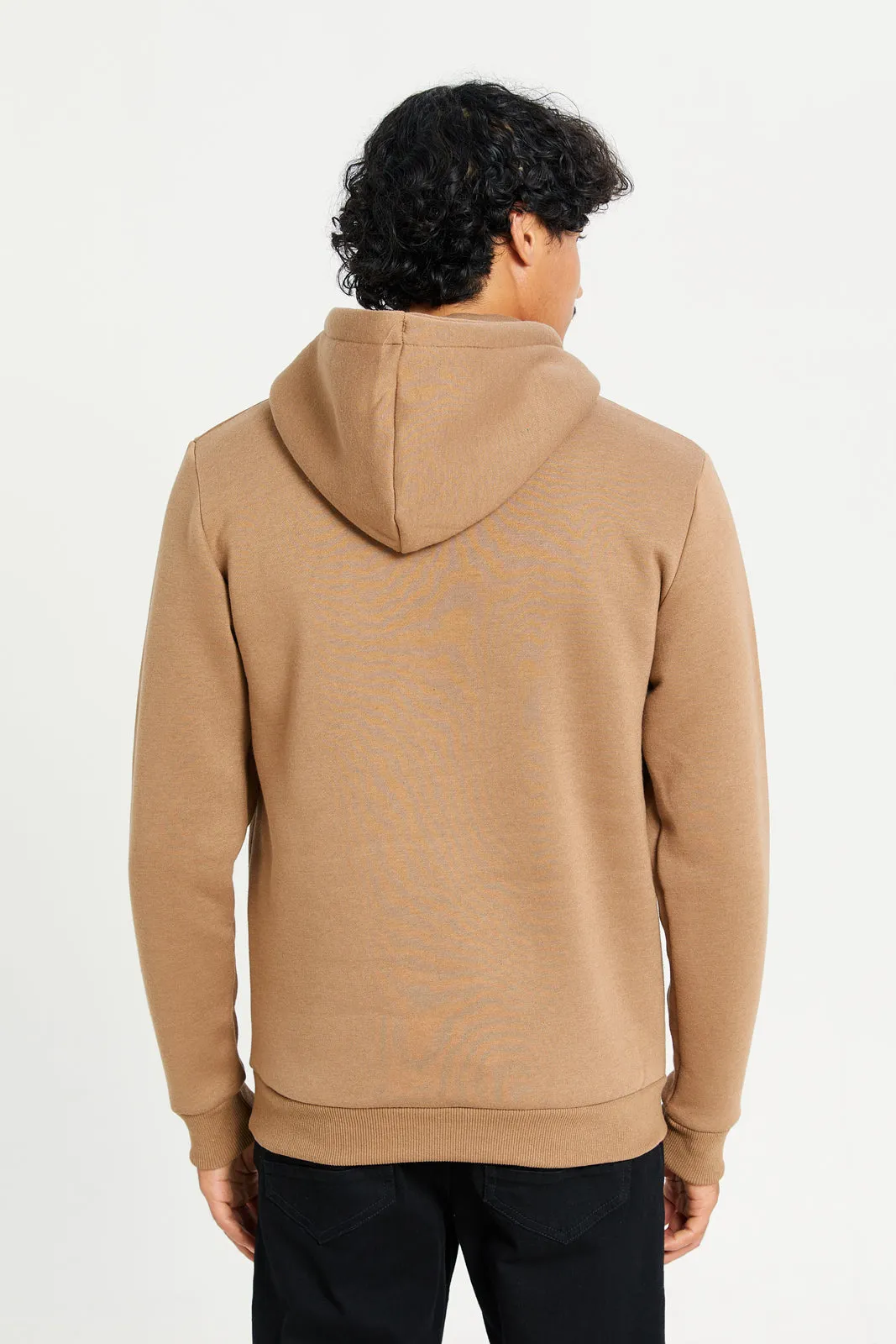 Men Brown Hooded Sweatshirt