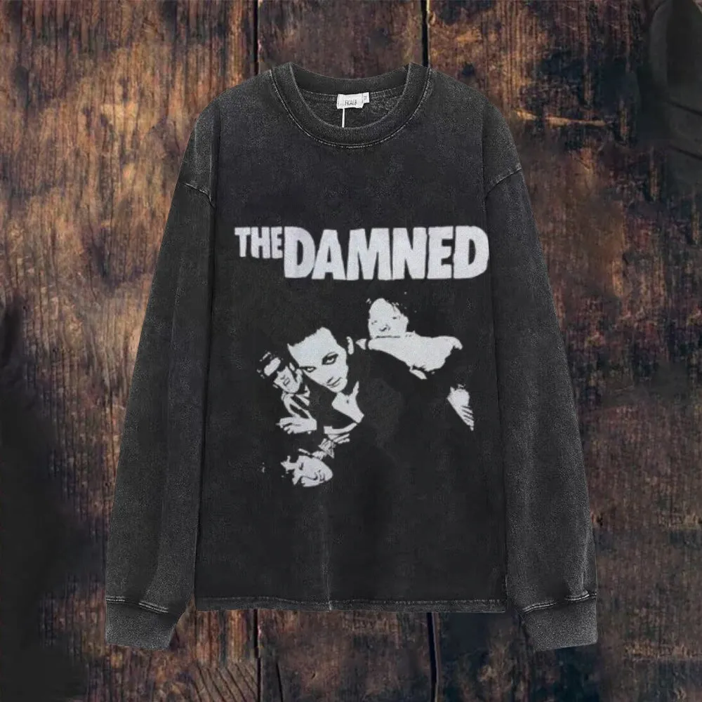 Mens Vintage The Damned Gothic Print Sweatshirt
