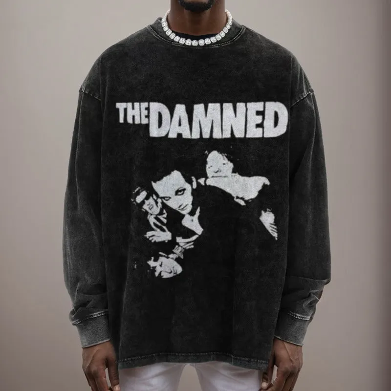 Mens Vintage The Damned Gothic Print Sweatshirt