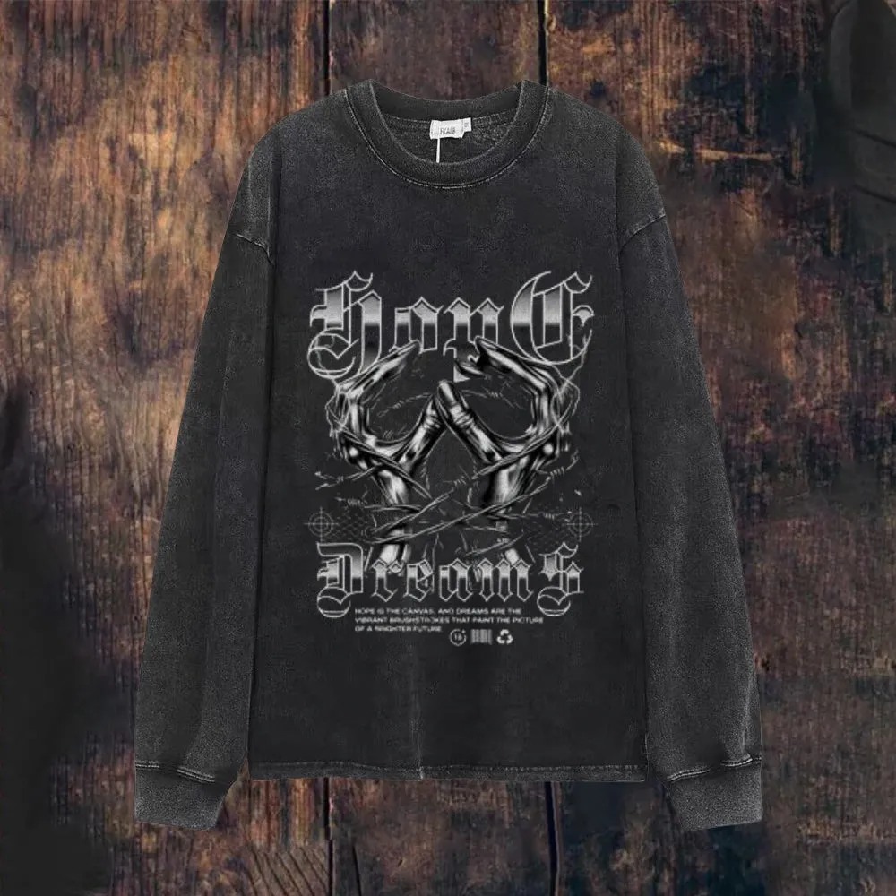 Mens Washed Vintage Darkness Graphic Sweatshirt