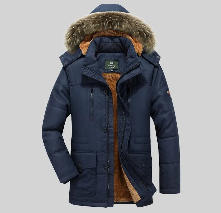 Men's Winter Thick Long Parka With Detachable Hood