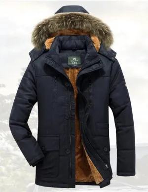 Men's Winter Thick Long Parka With Detachable Hood