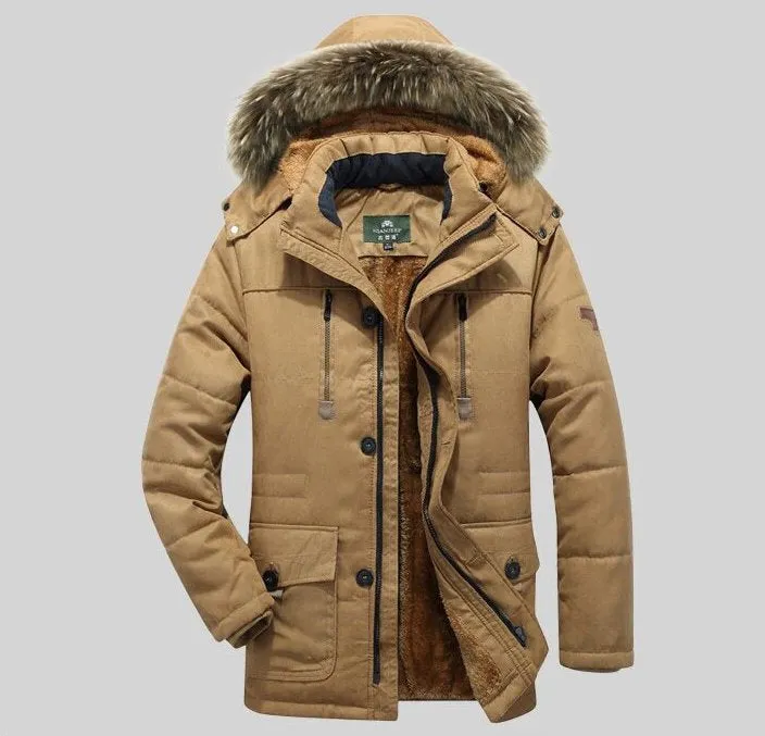 Men's Winter Thick Long Parka With Detachable Hood