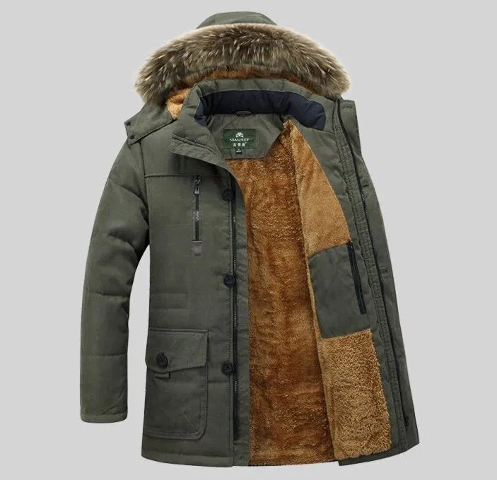 Men's Winter Thick Long Parka With Detachable Hood