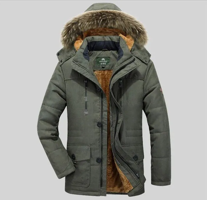 Men's Winter Thick Long Parka With Detachable Hood