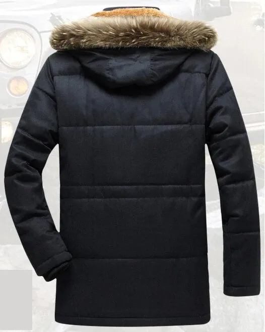 Men's Winter Thick Long Parka With Detachable Hood