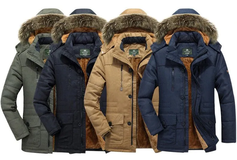 Men's Winter Thick Long Parka With Detachable Hood