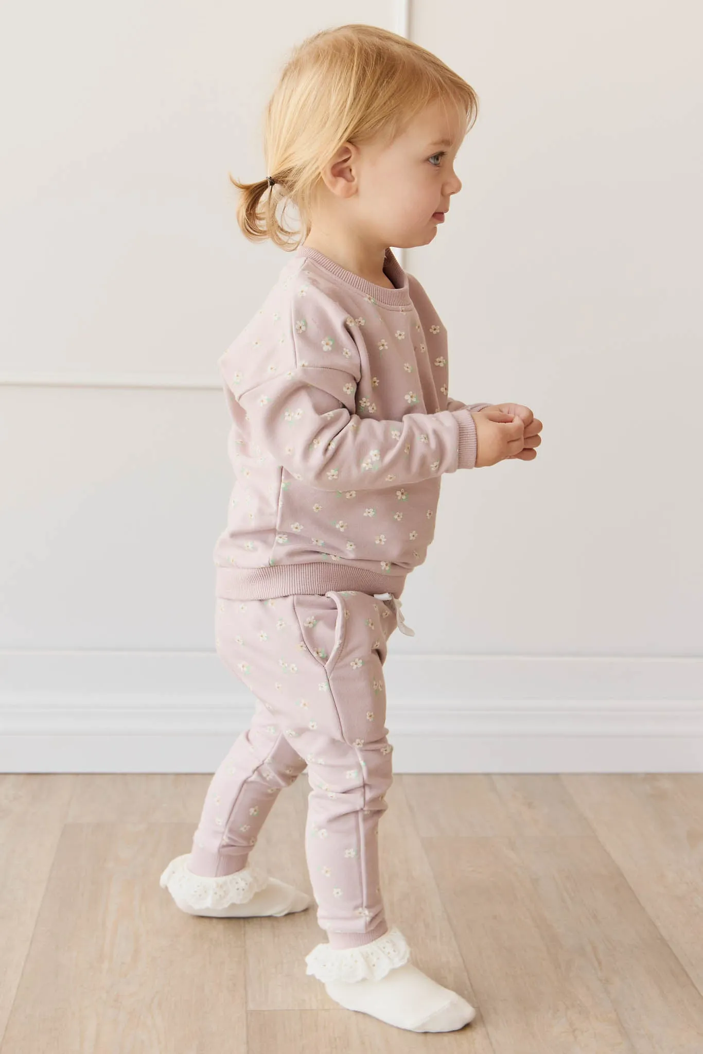 Organic Cotton Damien Sweatshirt - Simple Flowers Lilac