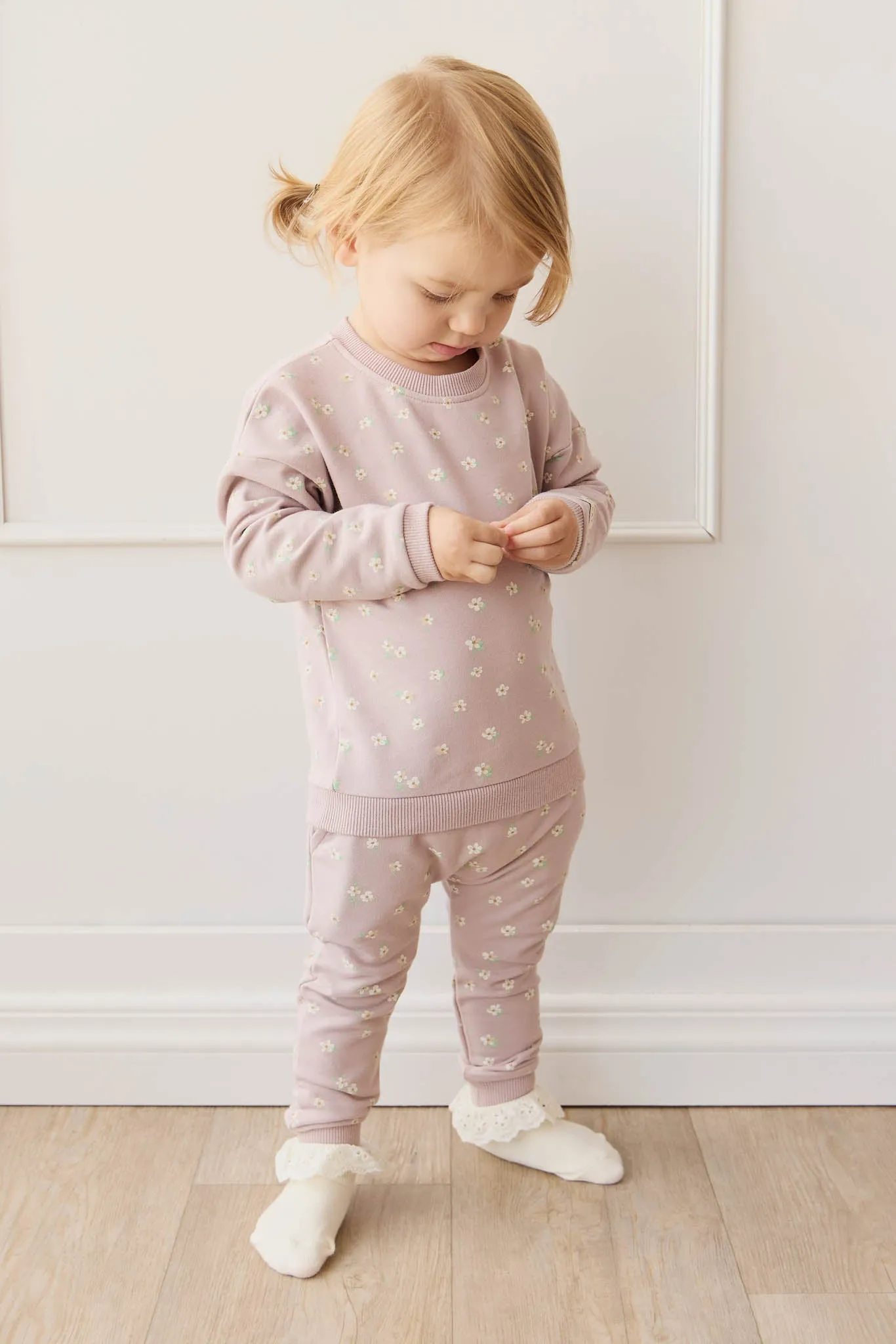 Organic Cotton Damien Sweatshirt - Simple Flowers Lilac