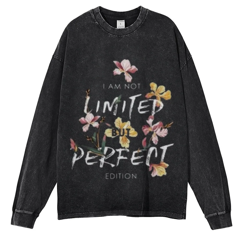 Oversized Vintage Washed Slogan Grahpic Sweatshirt