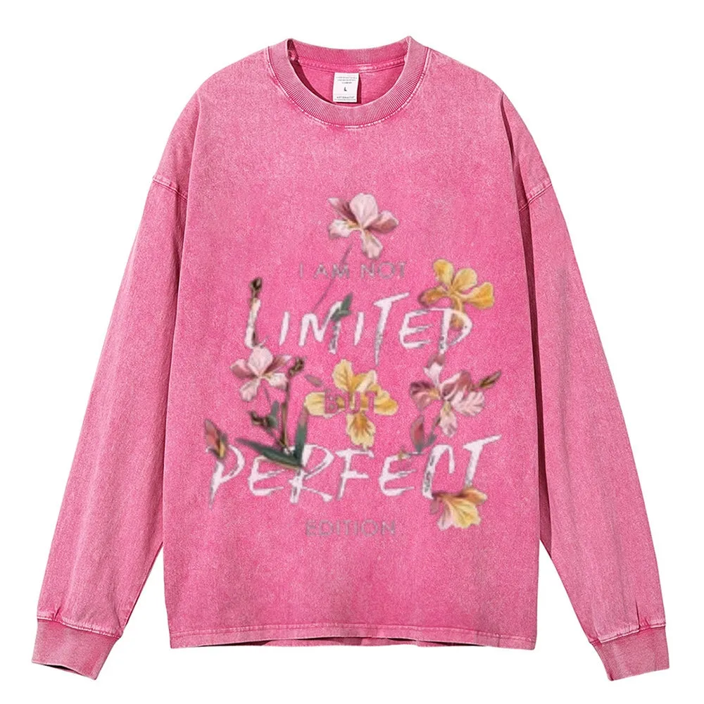Oversized Vintage Washed Slogan Grahpic Sweatshirt