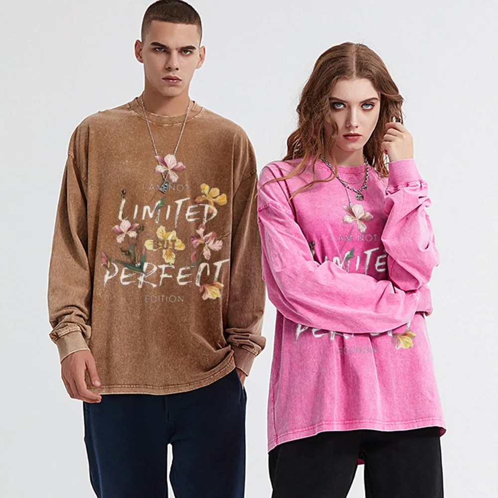 Oversized Vintage Washed Slogan Grahpic Sweatshirt