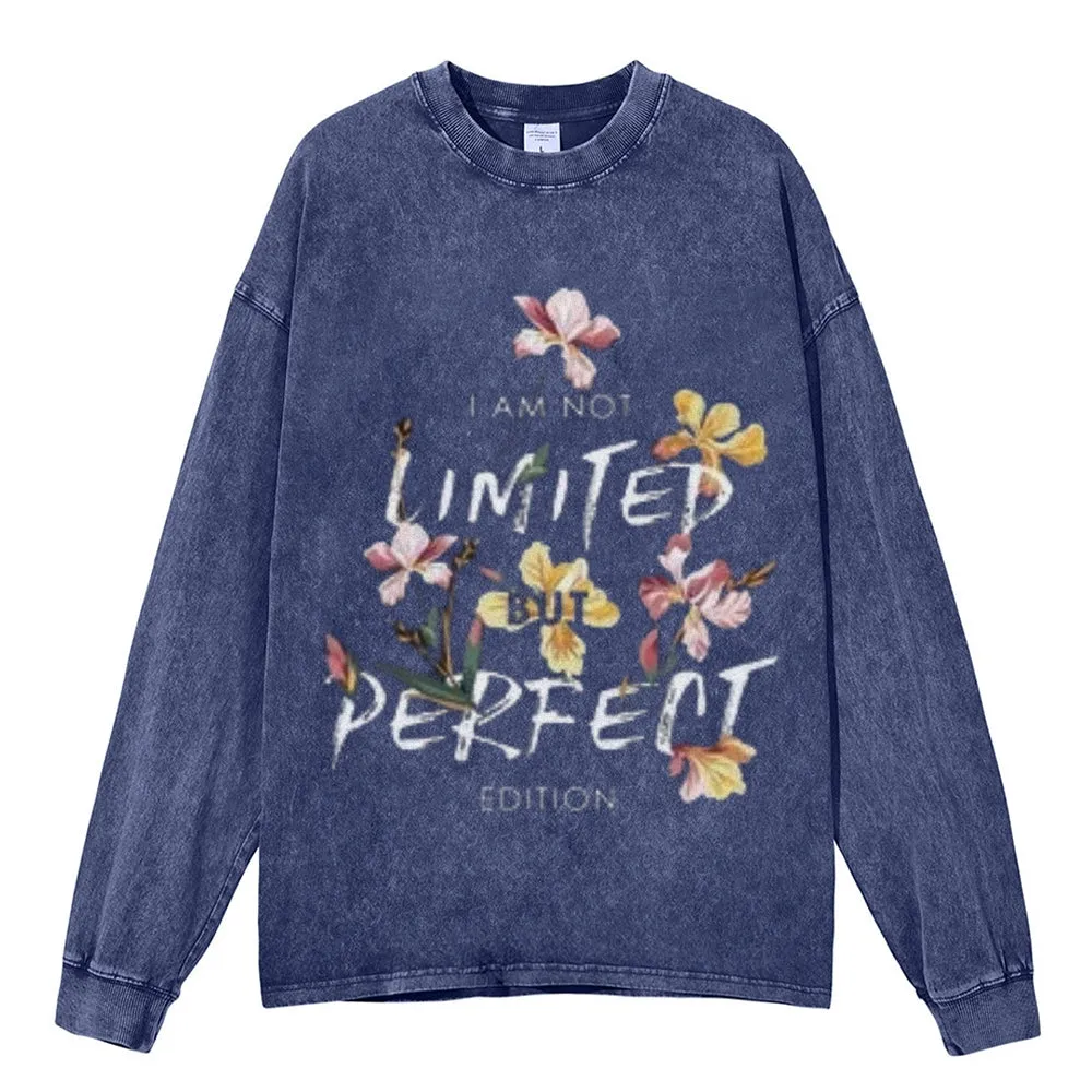 Oversized Vintage Washed Slogan Grahpic Sweatshirt