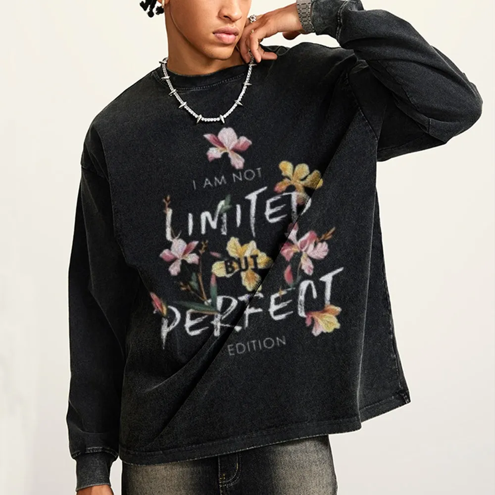 Oversized Vintage Washed Slogan Grahpic Sweatshirt