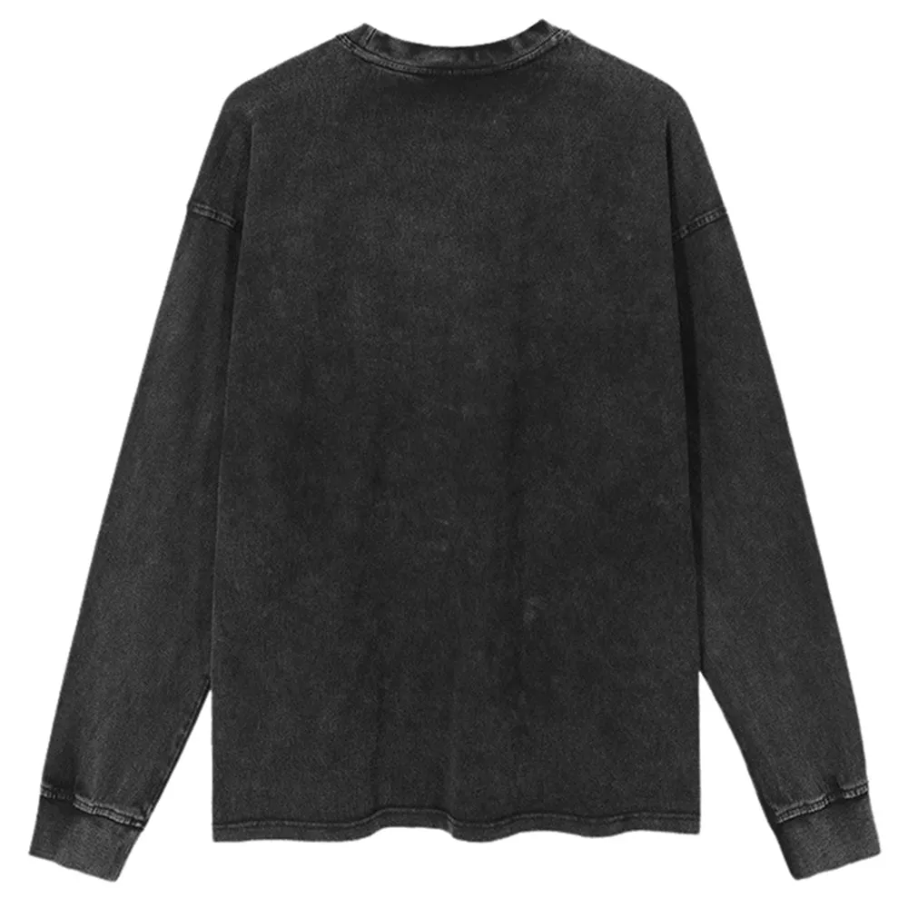 Oversized Vintage Washed Slogan Grahpic Sweatshirt