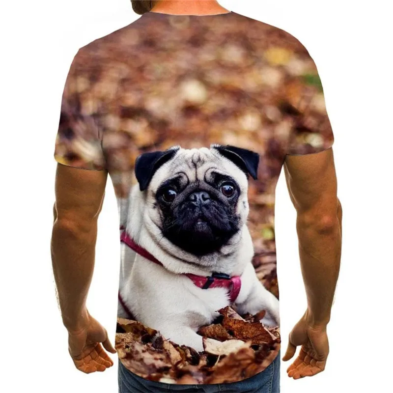 Pug dog shirt Funny 3D t shirt Puppy Cute animal Casual art costume big Smart dogs male