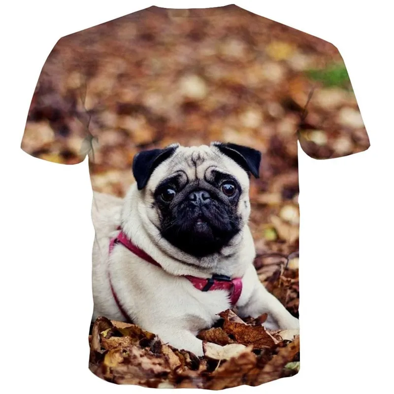 Pug dog shirt Funny 3D t shirt Puppy Cute animal Casual art costume big Smart dogs male