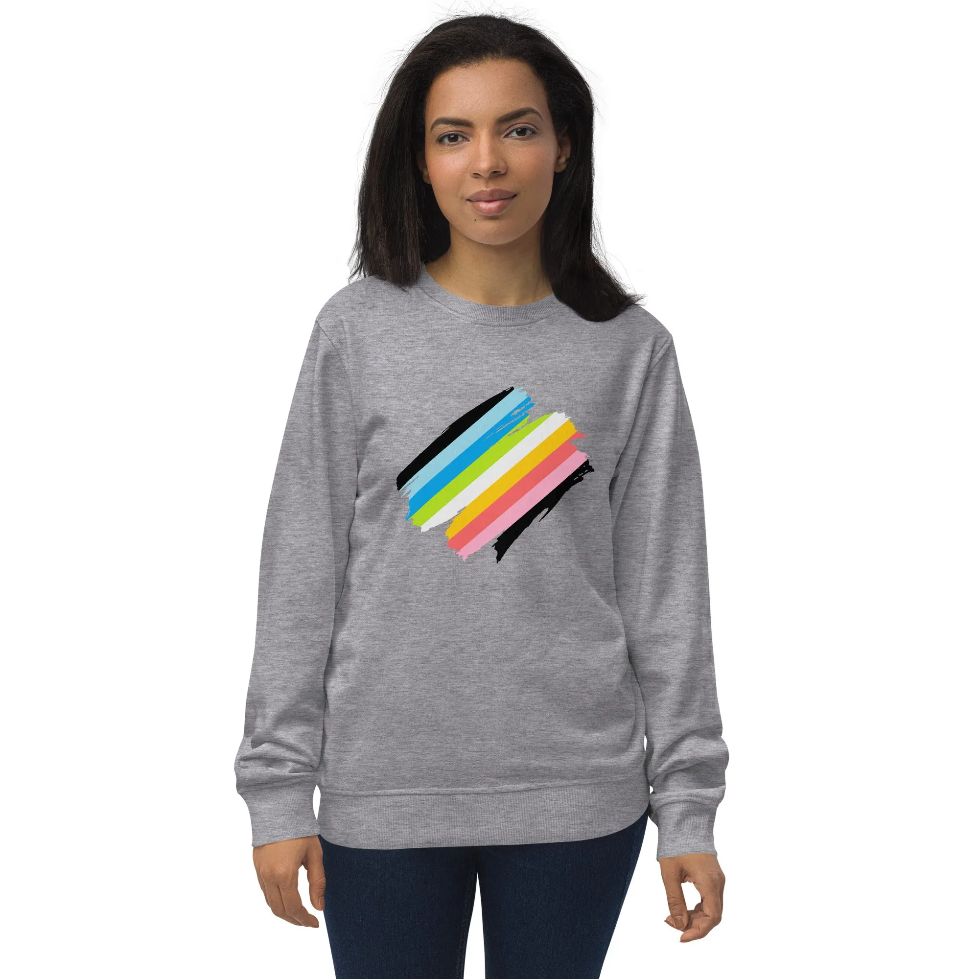 Queer Pride Flag Brush Strokes Organic Sweatshirt