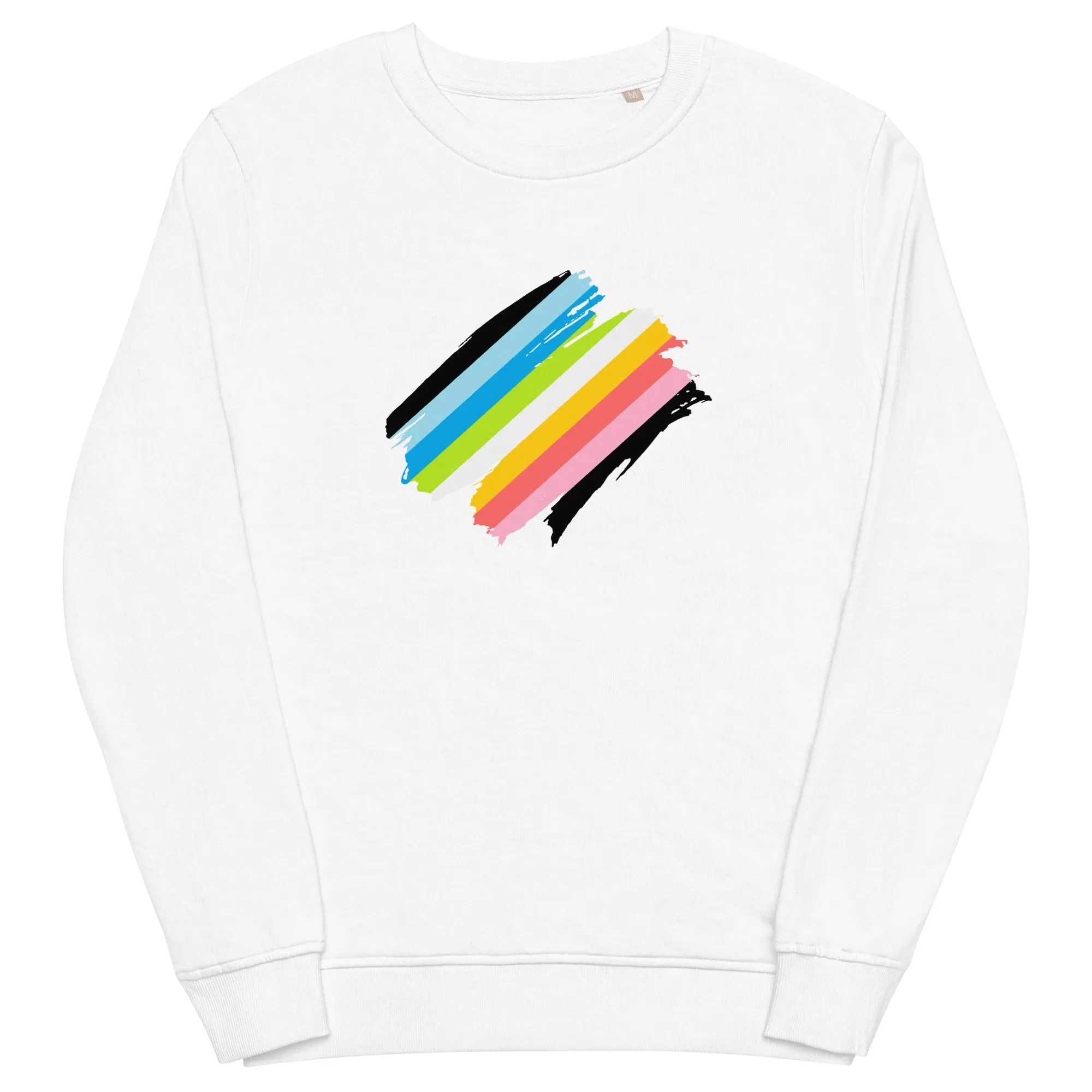 Queer Pride Flag Brush Strokes Organic Sweatshirt