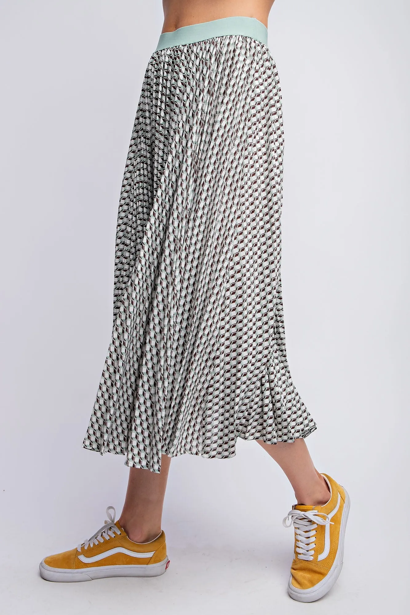 Sage Pleated Skirt