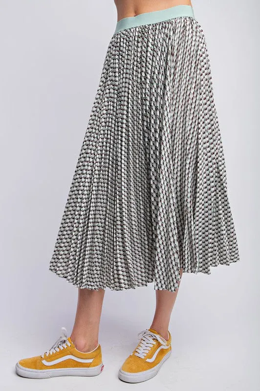 Sage Pleated Skirt