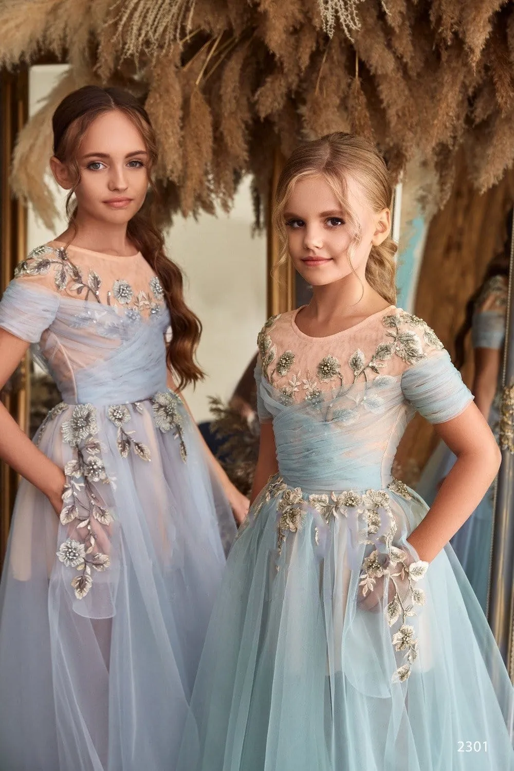 Summer Wedding Junior Bride Dress in Dusty Blue or Sage