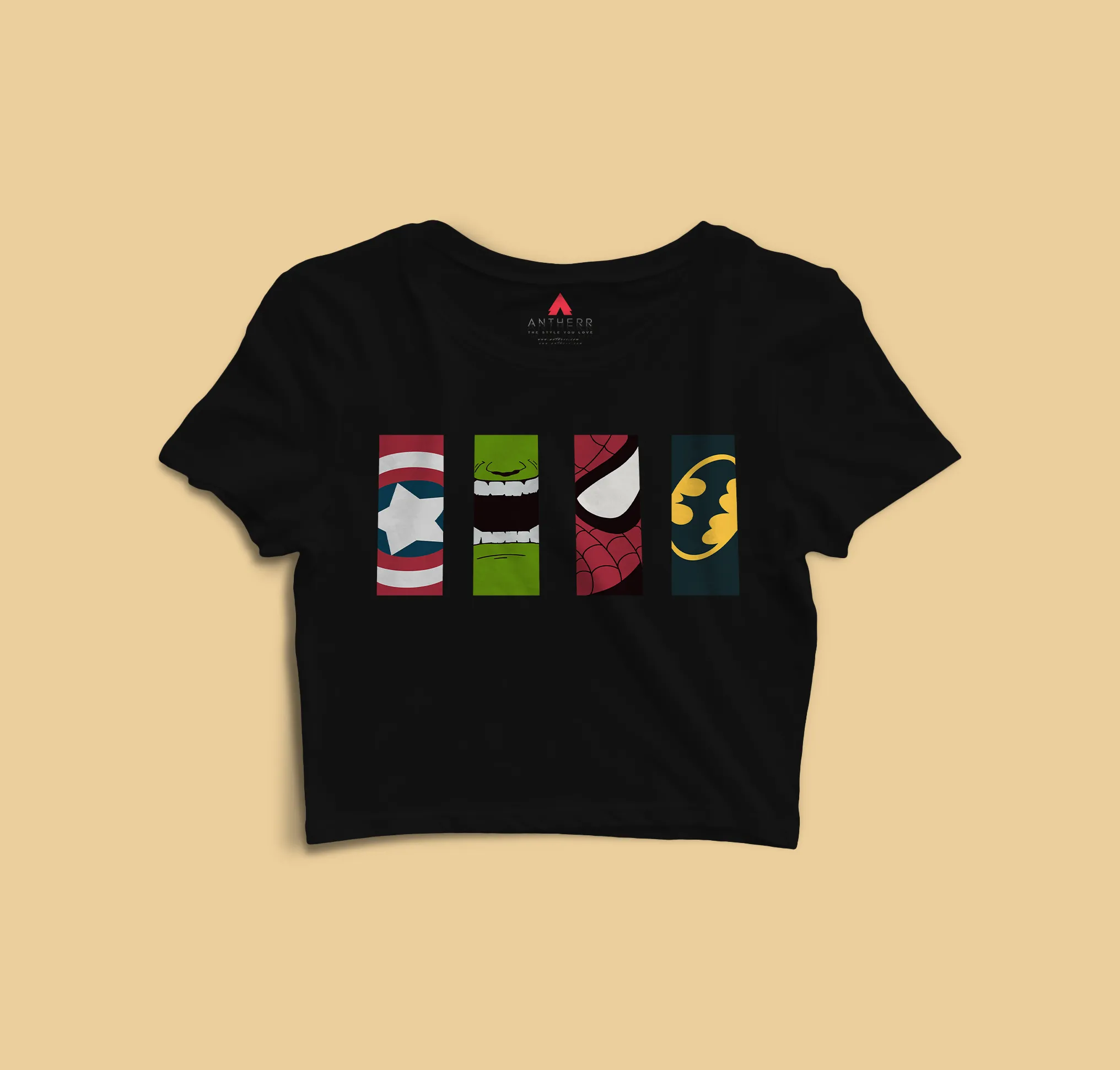 Superheroes - HALF-SLEEVE CROP TOPS