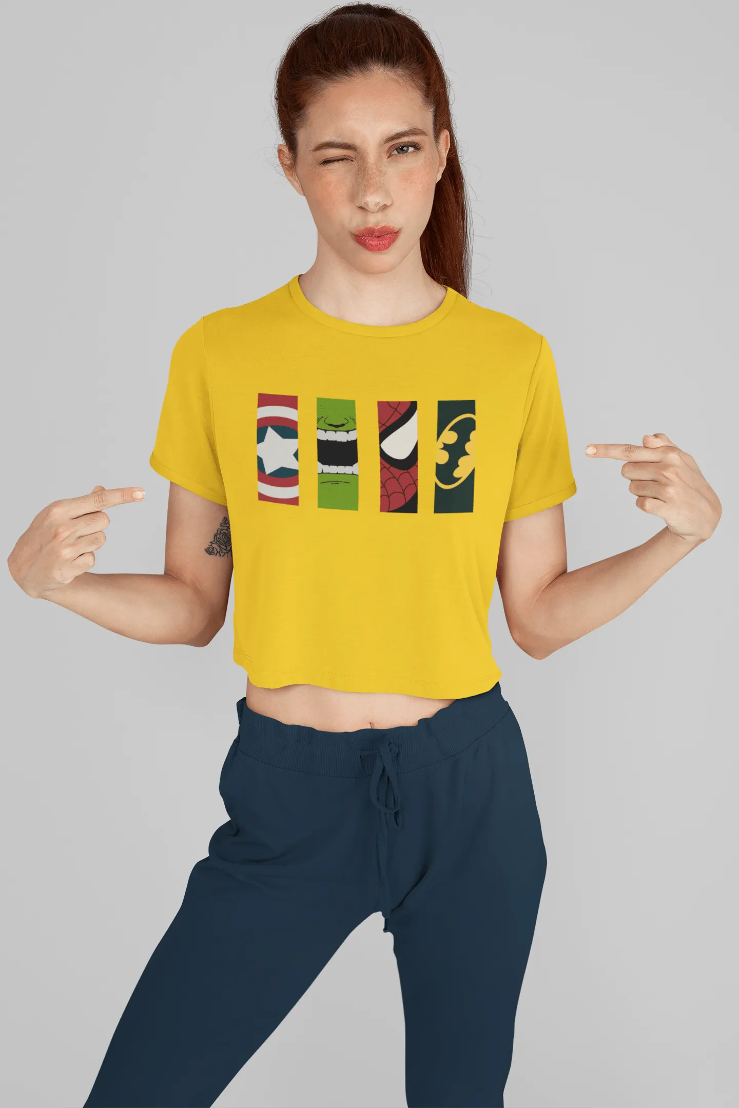 Superheroes - HALF-SLEEVE CROP TOPS