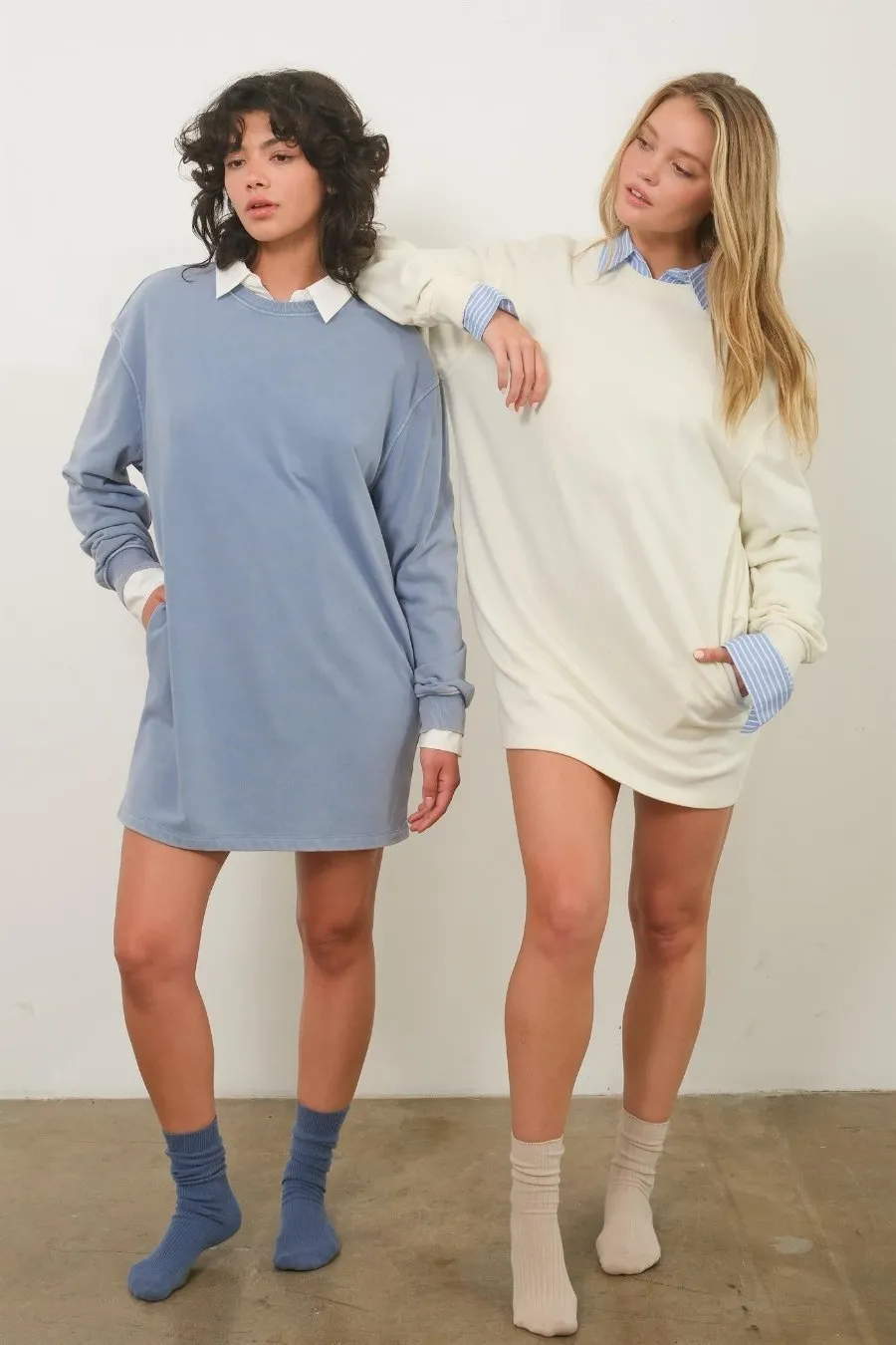 SWEET CREAM OVERSIZED SWEATSHIT DRESS