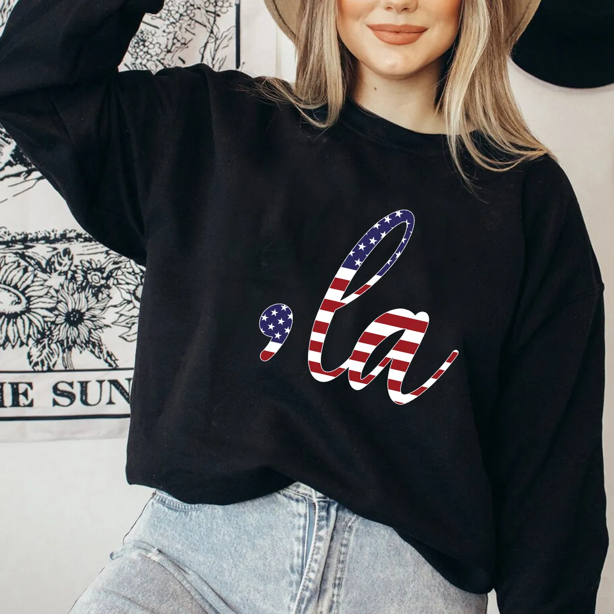 Teesdily | American Flag 2024 Comma La Shirt, Wonder Woman Sweatshirt Hoodie Mug, For The People T-shirt, First Female Power Tee, Patriot Day Gifts