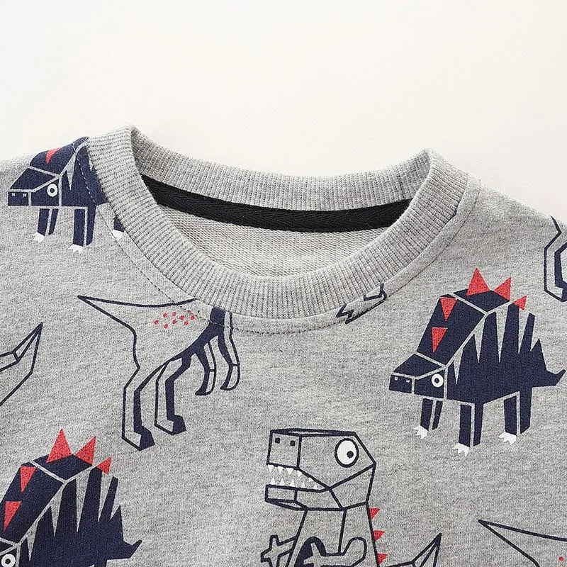Toddler Boys Cartoon Dinosaur Long Sleeve Sweatshirt