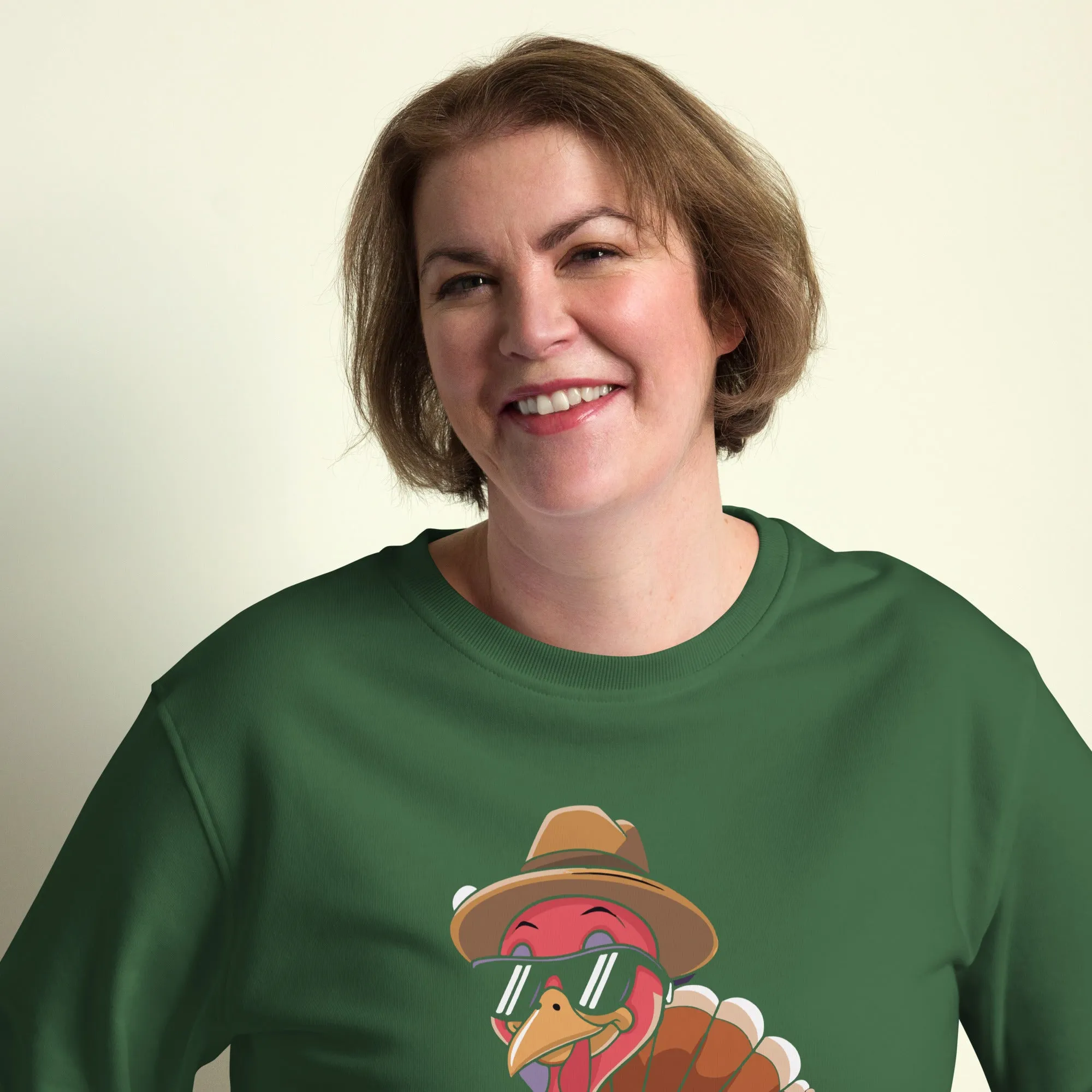 Turkey With Glasses Graphic Women Organic Sweatshirt