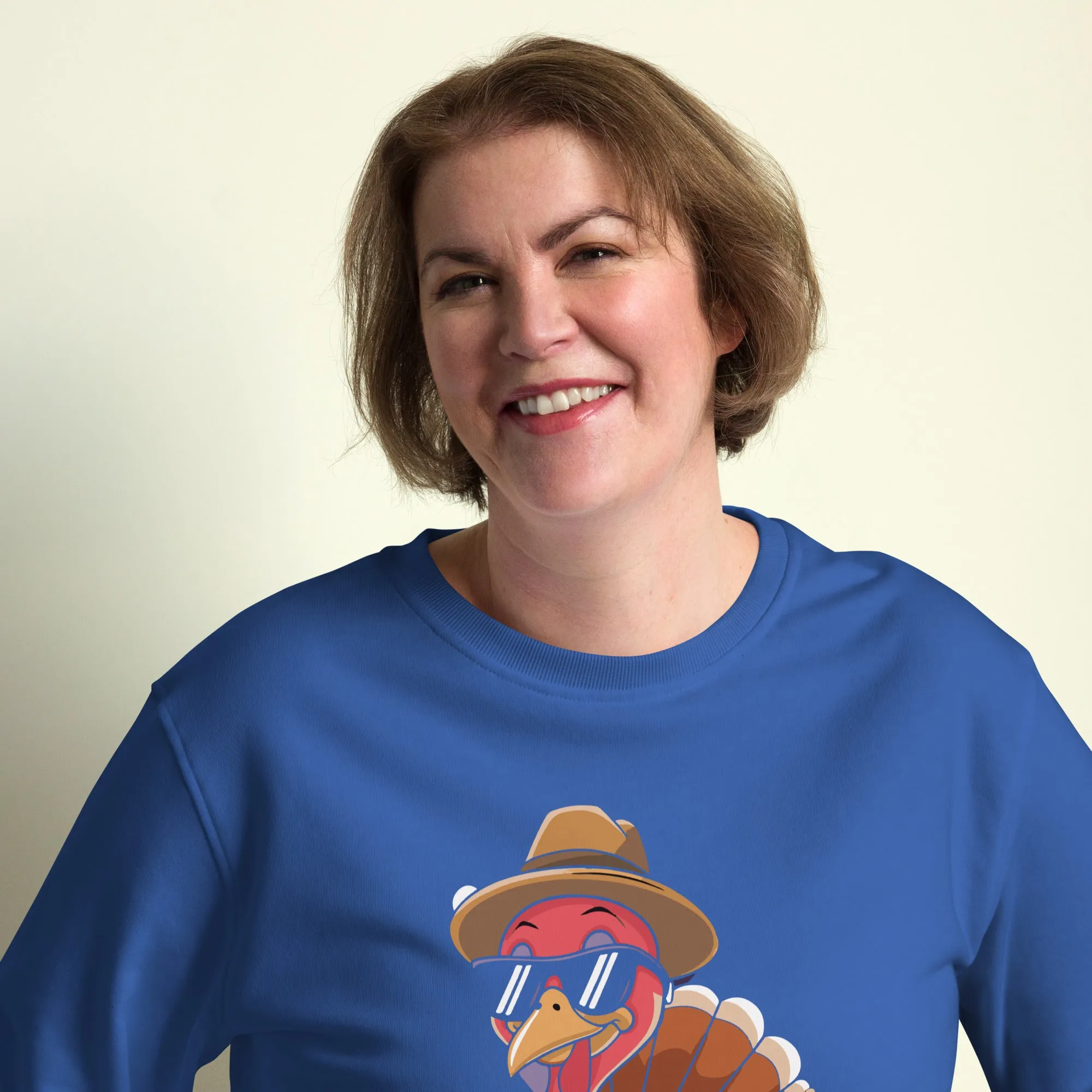 Turkey With Glasses Graphic Women Organic Sweatshirt