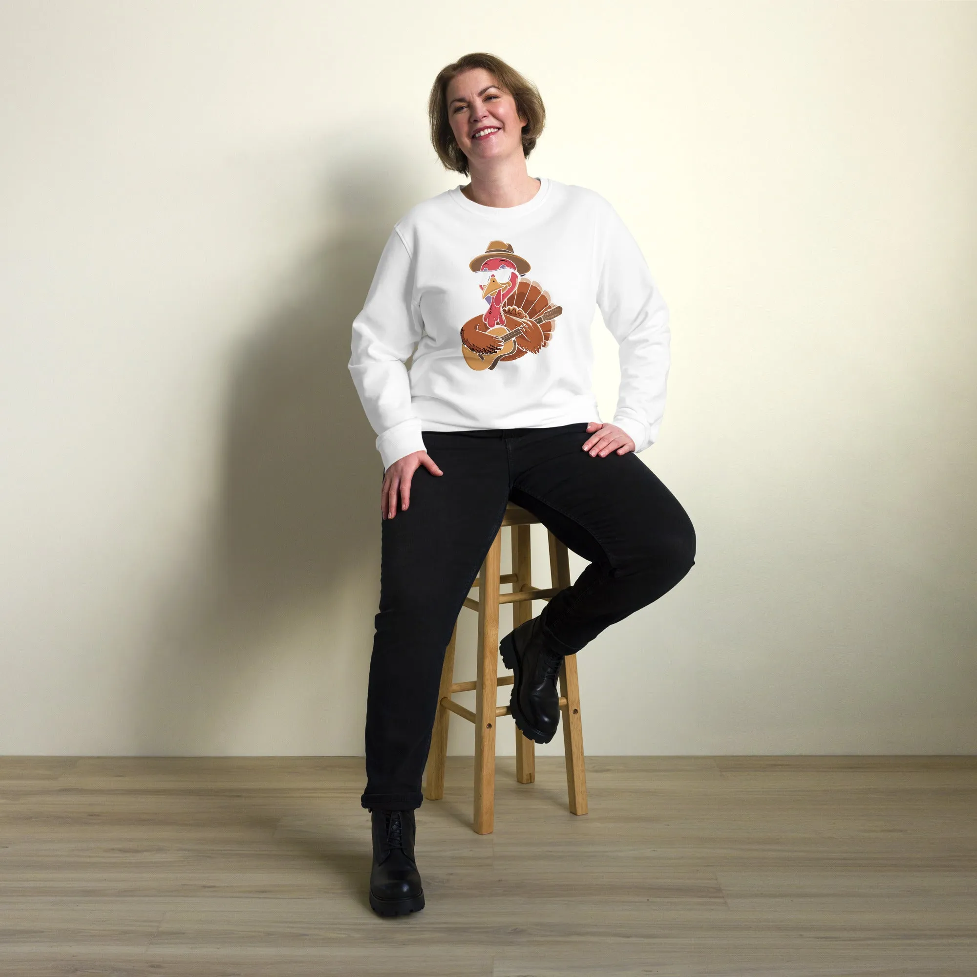 Turkey With Glasses Graphic Women Organic Sweatshirt