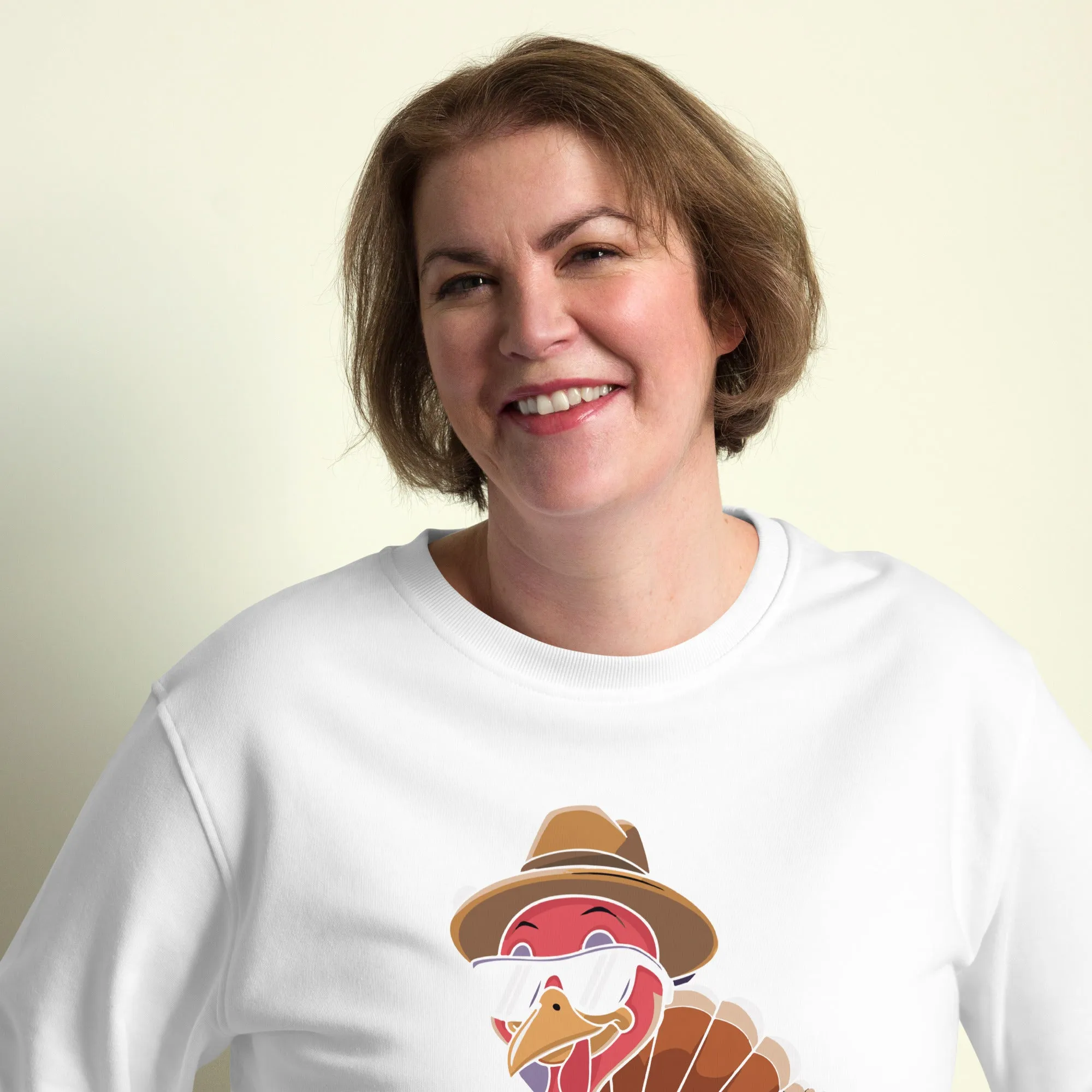 Turkey With Glasses Graphic Women Organic Sweatshirt