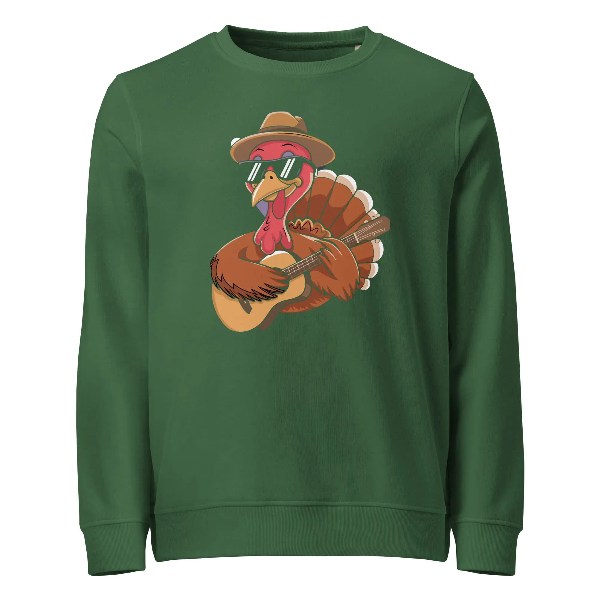 Turkey With Glasses Graphic Women Organic Sweatshirt