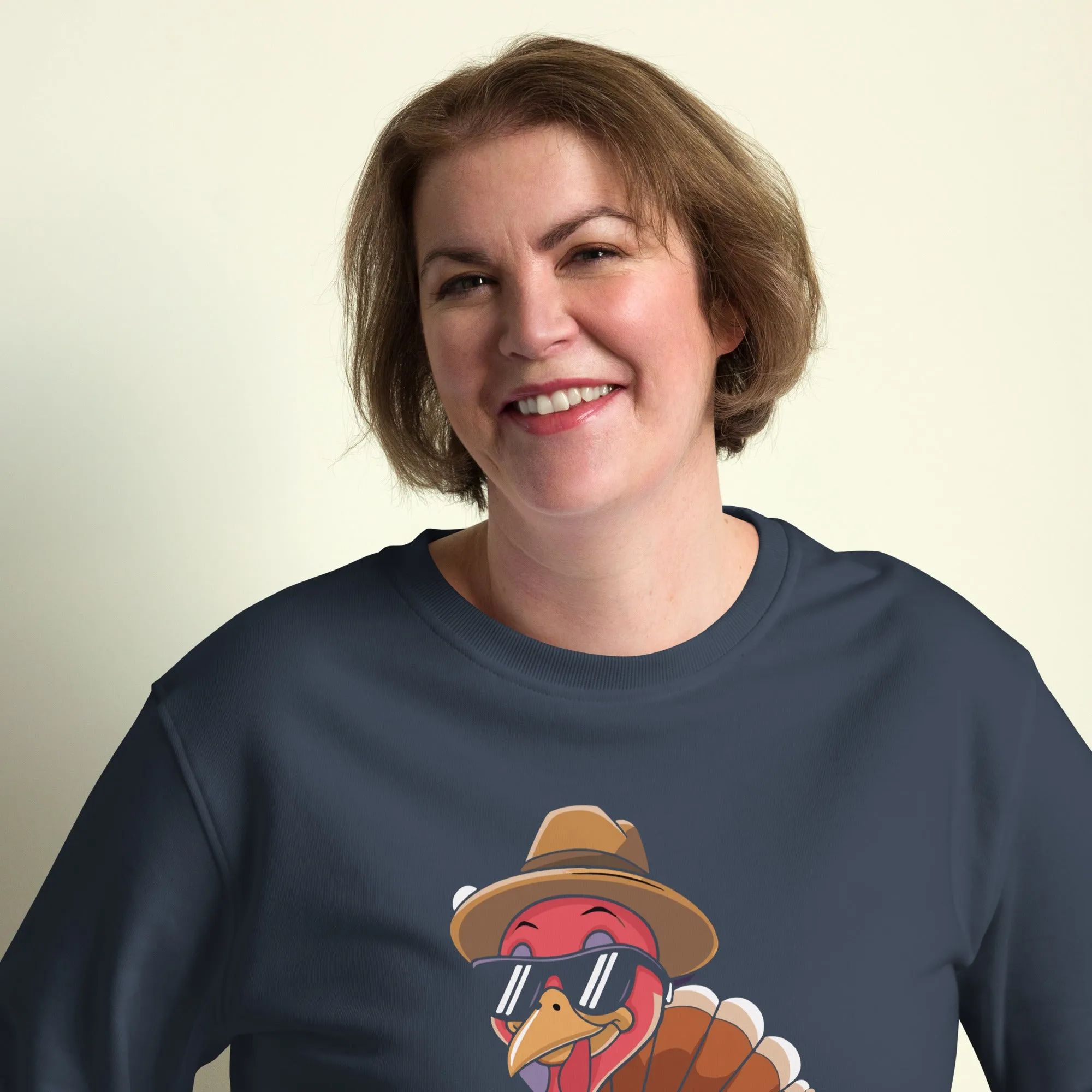 Turkey With Glasses Graphic Women Organic Sweatshirt