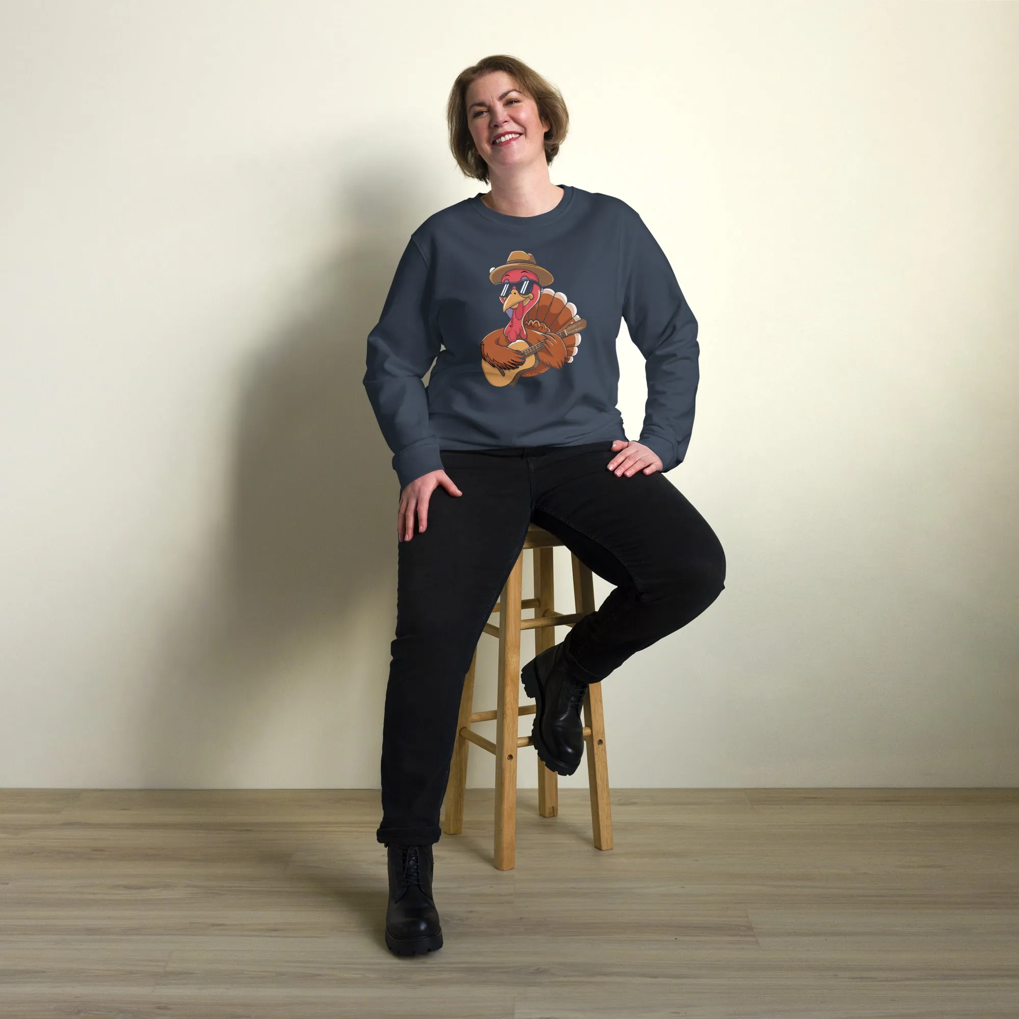 Turkey With Glasses Graphic Women Organic Sweatshirt