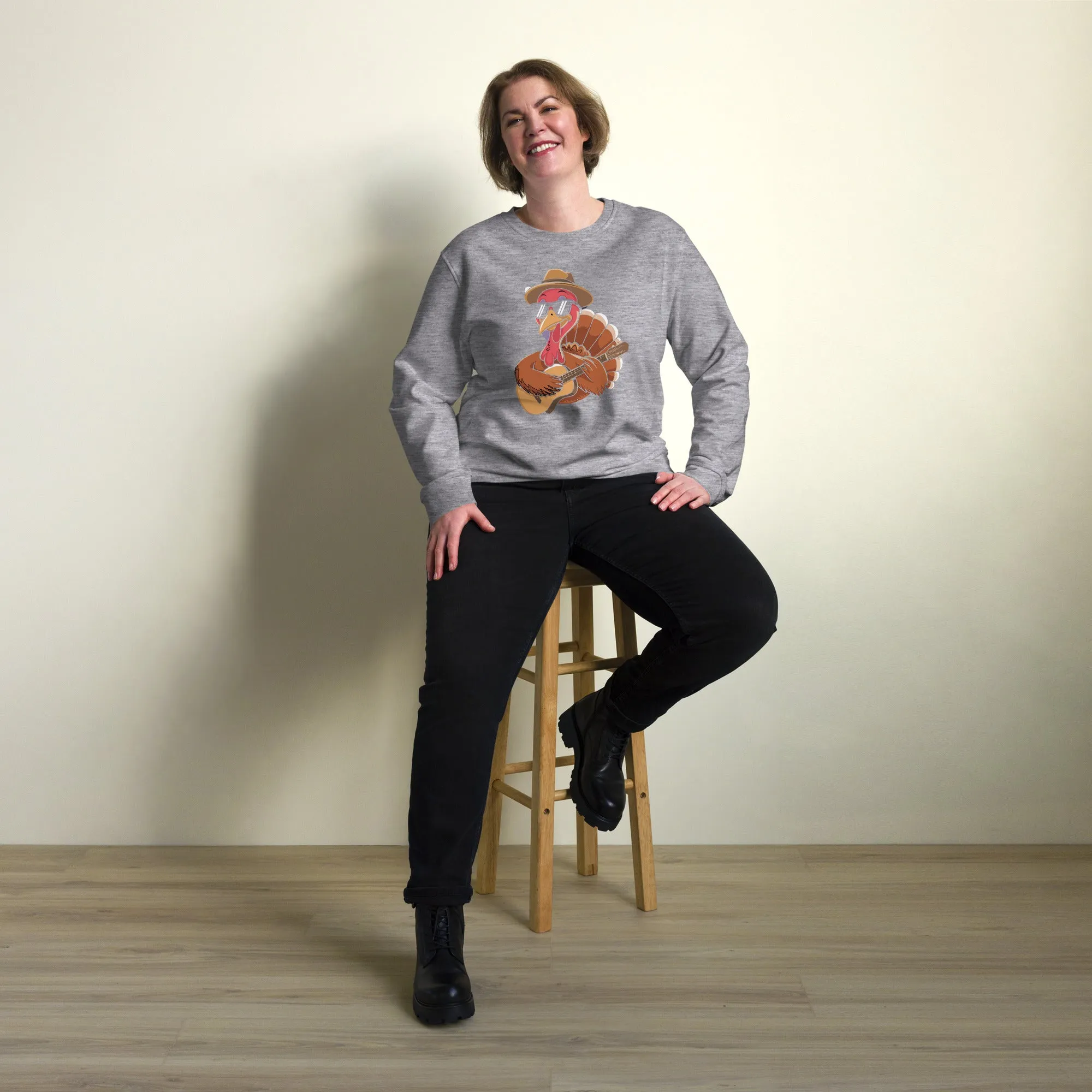 Turkey With Glasses Graphic Women Organic Sweatshirt