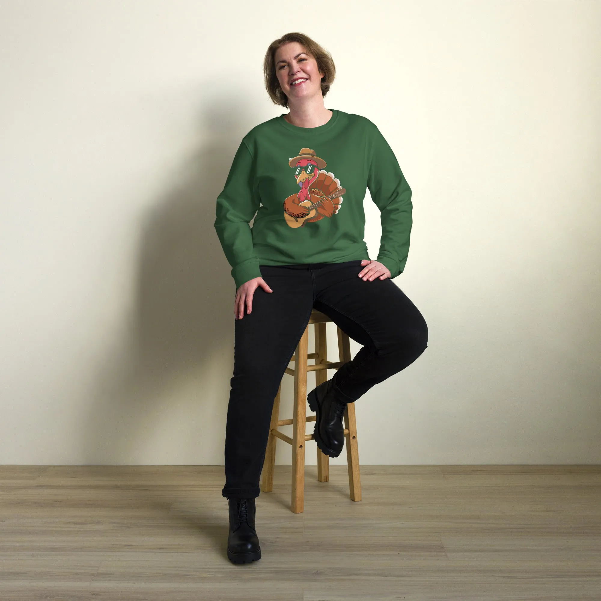 Turkey With Glasses Graphic Women Organic Sweatshirt