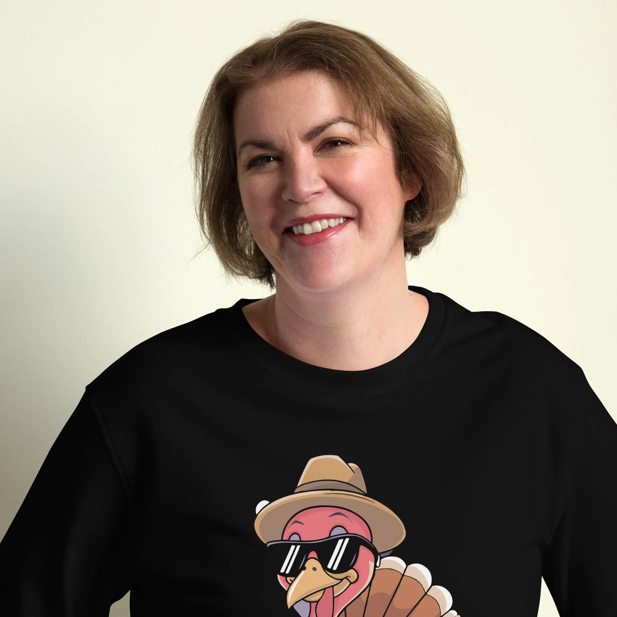 Turkey With Glasses Graphic Women Organic Sweatshirt
