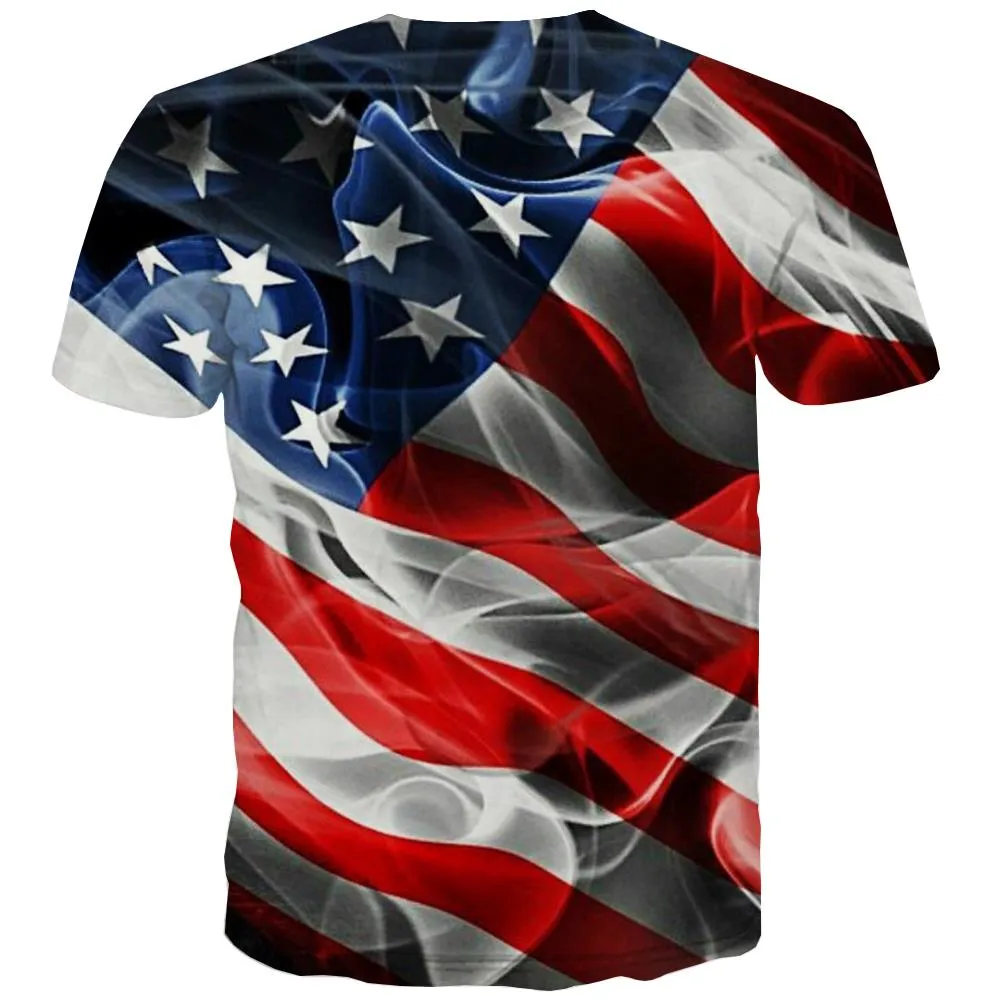 USA T-shirt Men Flag Tshirt Anime Statue Tshirt Printed Country T-shirts 3d