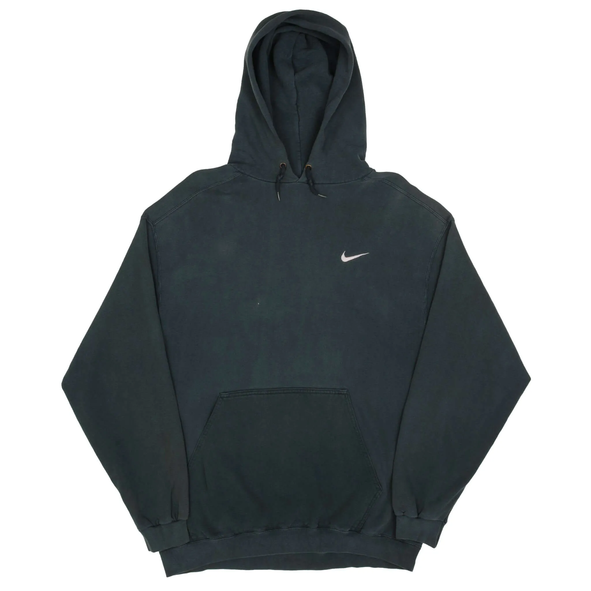 VINTAGE NIKE CLASSIC SWOOSH PINE GREEN HOODIE SWEATSHIRT 1990S LARGE MADE IN USA